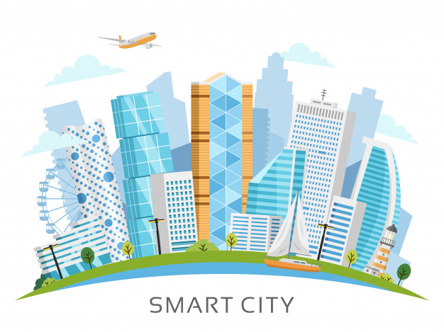 smart city vector with skyscrapers background 124848 29